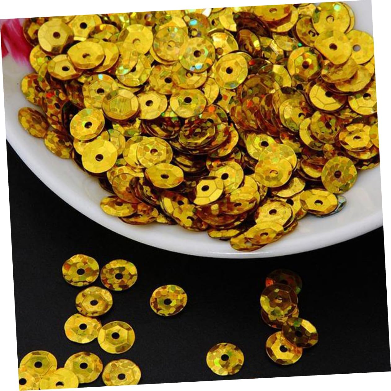 1000pcs PVC Round Sequins Craft Gems Gold Glitter Decorations Rhinestones Sequins for Crafts for Embellishment DIY Accessory