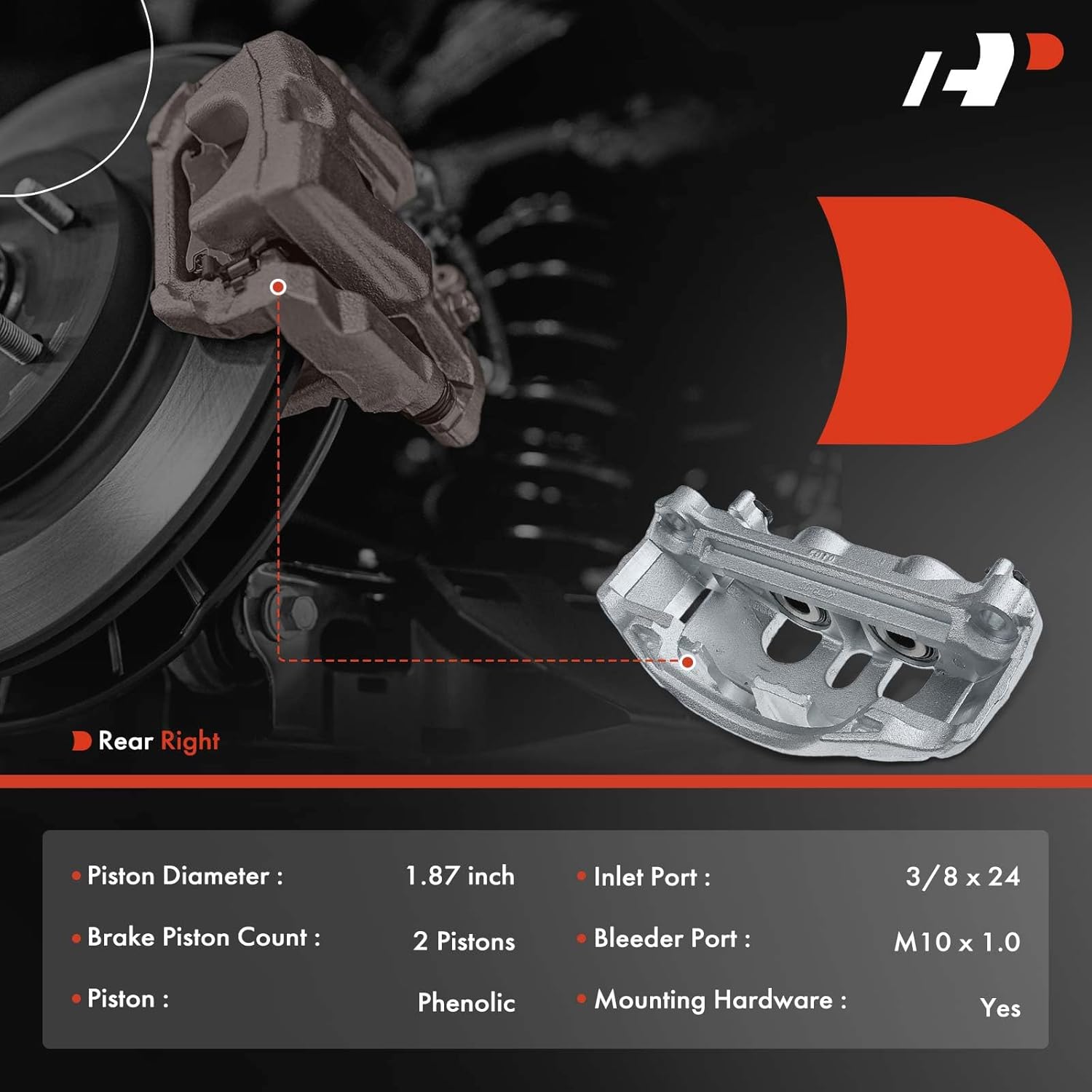 A-Premium Disc Brake Caliper Assembly with Bracket Compatible with Select Ford Models - E-150/E-250 2008-2014, Econoline Van/Wagon 2010-2014, E-350 Super Duty 08-19, E-150 Econoline - Rear Passenger