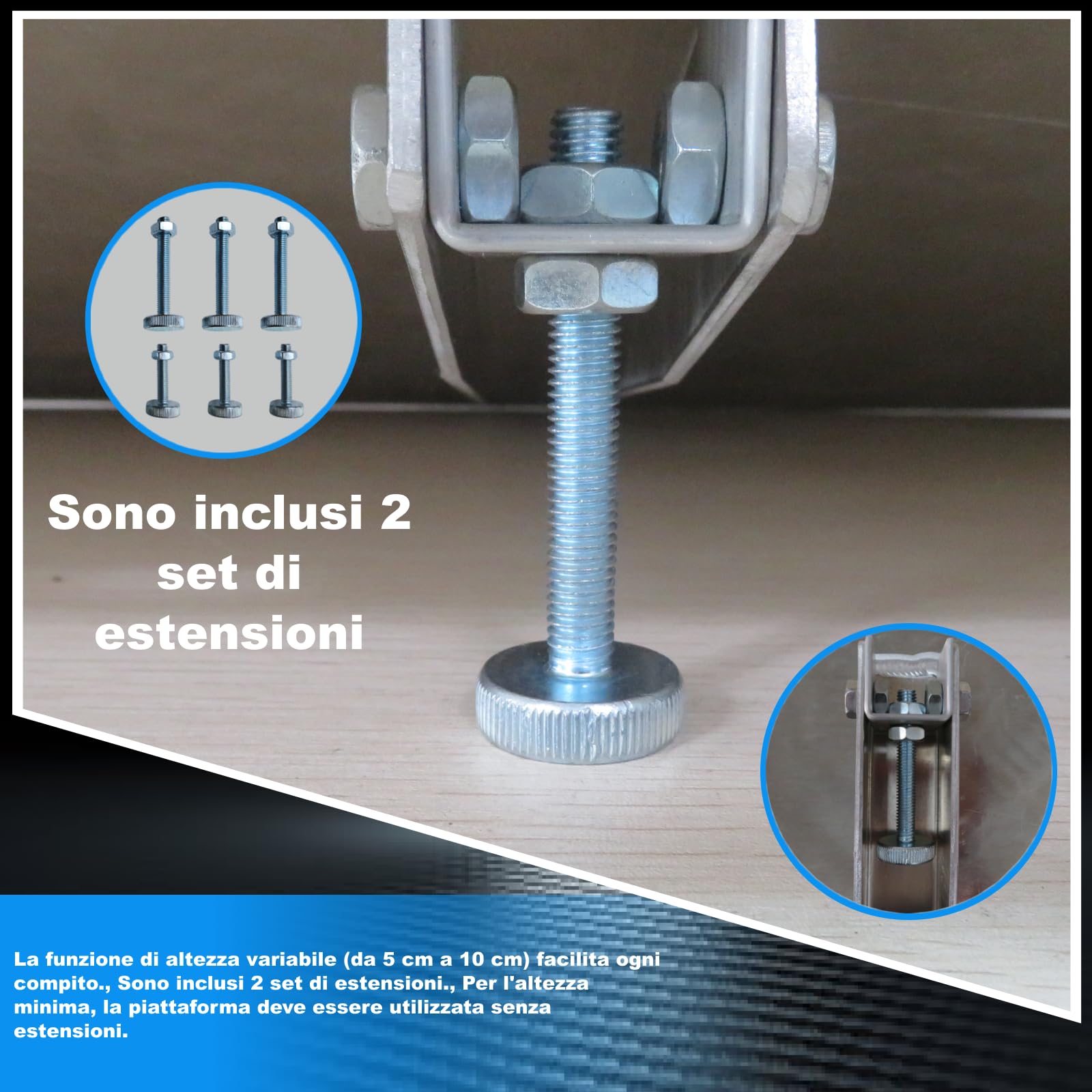 Rampa di Soglia Alluminio Anodizzato Rigida Piattaforma di Carico Altezza Regolabile Superficie Antiscivolo 1TR90