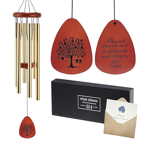 Wind Chimes for Outside,32" Wooden Soothing Melodic Sympathy Wind Chimes,Memorial