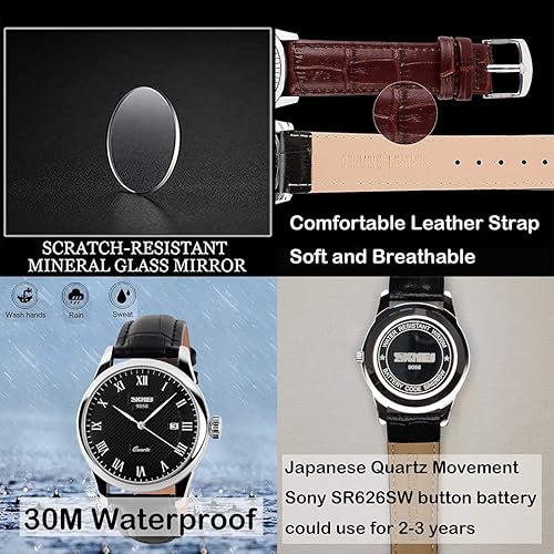 Miniatura 3 de SKMEI Pair Watches for Couples Men and Women His and Hers Watch Set Husband Wife Valentines Matching Wrist Watch Wedding Gifts Waterproof Business