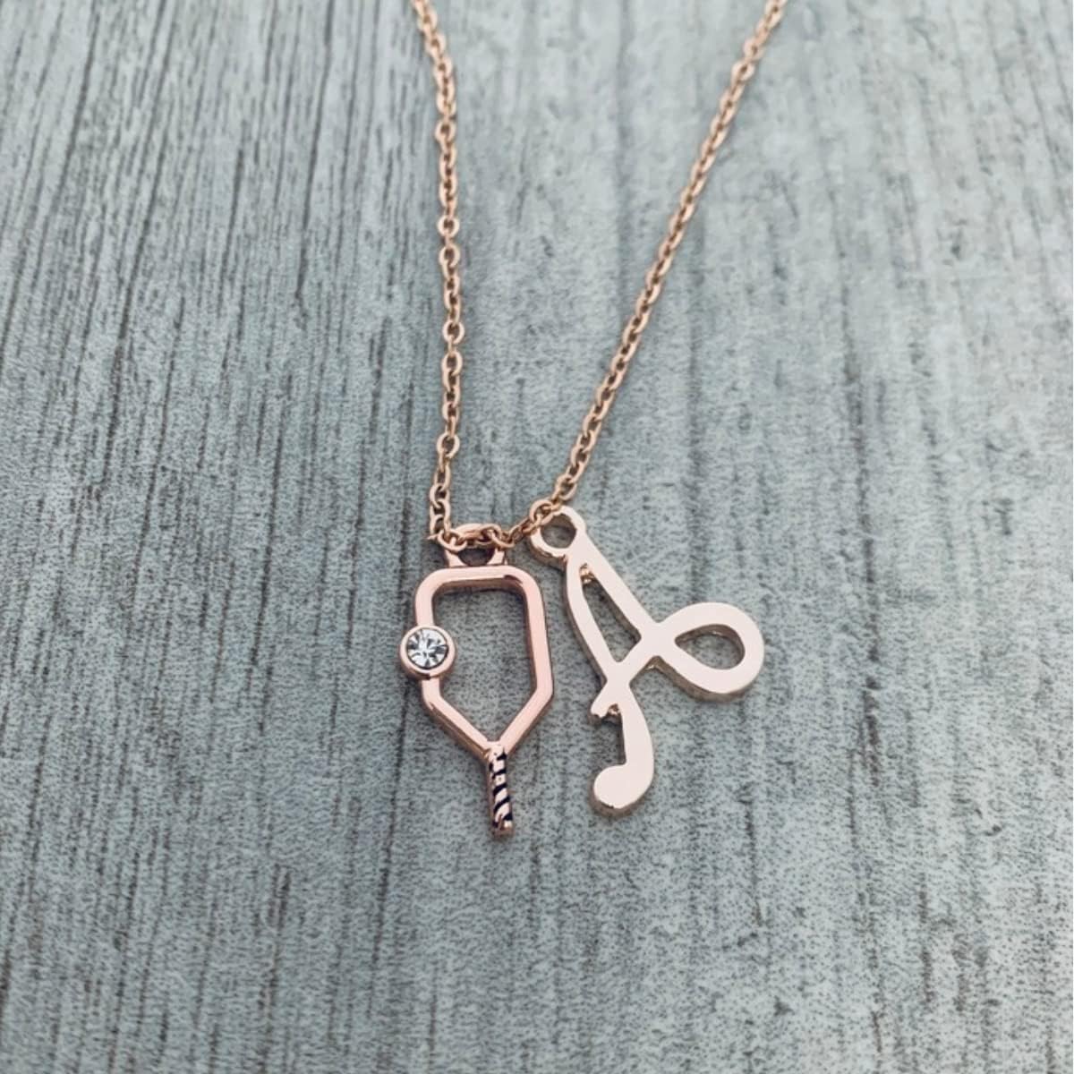 Personalized Pickleball Initial Necklace, Custom Pickleball Paddle Pendant, Pickleball Player Gift, Womens Pickleball Jewelry - Image 3