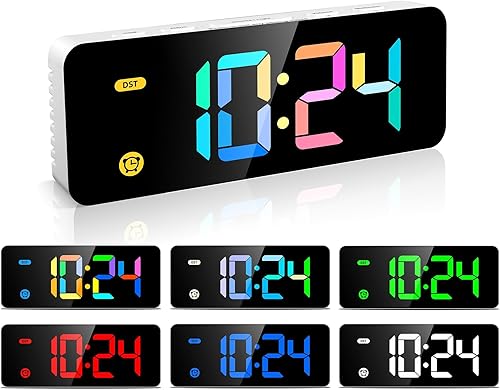HODIK Reloj despertador digital RGB con 7 colores cambiantes para dormitorios mesita de noche para adultos niños adolescentes 4 retroiluminación