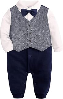 Baby Boys Clothes Onesie Gentleman Romper Newborn Boy Jumpsuit Formal Tuxedo Wedding Outfit 0-18 Months