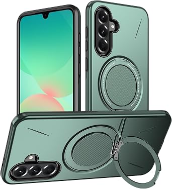 for Samsung Galaxy A26 Case Compatible with Magnetic Stand for Samsung A26 with 360-Degree Ring Stand A26 Protective Phone Case Made of TPU and PC Double Protection Green