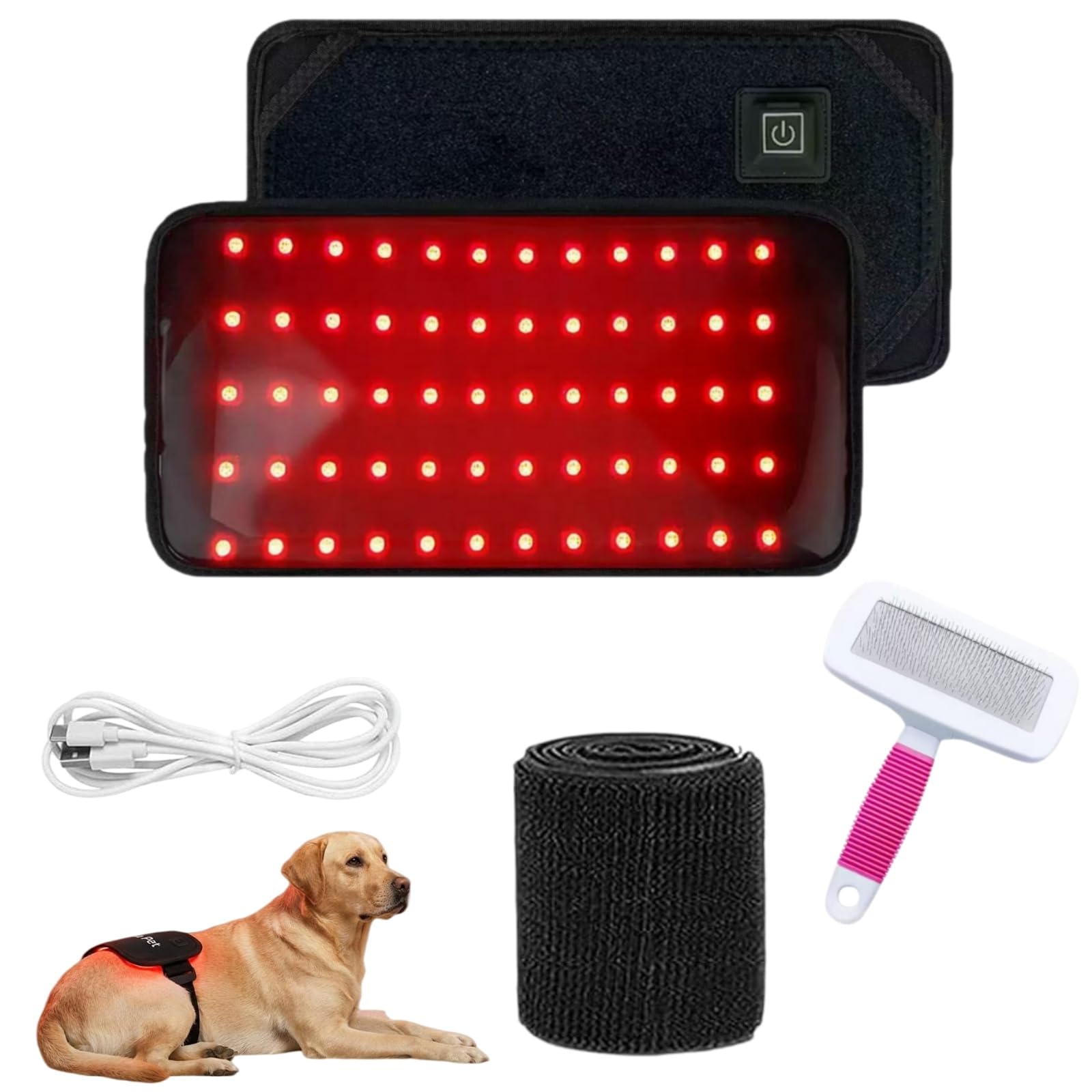 Pet Red Light Therapy, Pet Red Light Therapy for Dogs, 120pcs LED Light Beads, Adjustable Power and Time, for Relief Hip, Joint & Back Care, Just 15 Minutes A Day (2PCS)