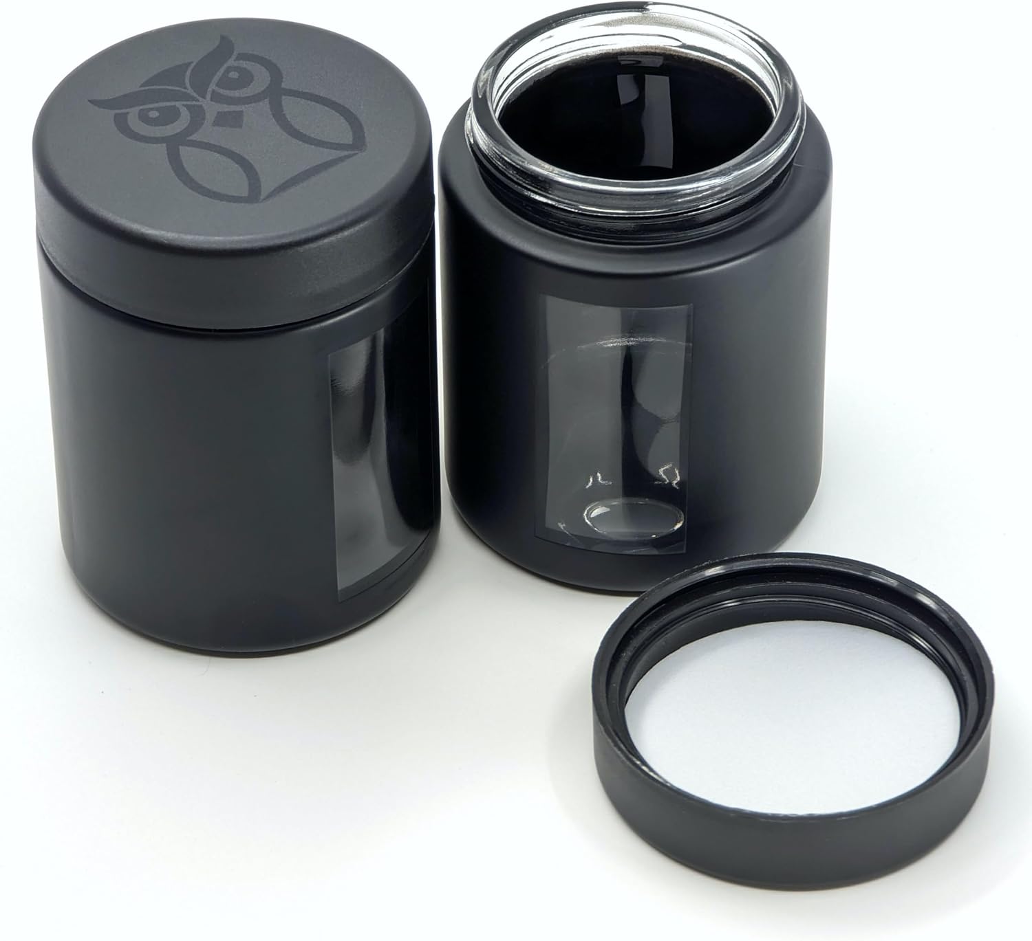 Treehouse Smell Proof Containers (120mL), Jars with Airtight Lids for Herbs, Spices, Coffee and Tea, Air Tight Glass Storage Jars with UV Protection Glass, (Set of 2) (Matte Black)