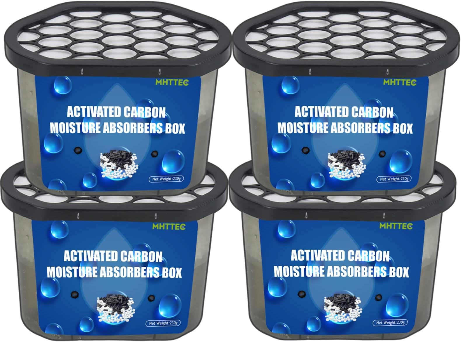 MHTTECMoisture Absorbers Boxes 4 Pack 10 Oz Dehumidifiers for Closet Bathroom Basement Home Bedroom Humidity Packs for Car Disposable Desiccant