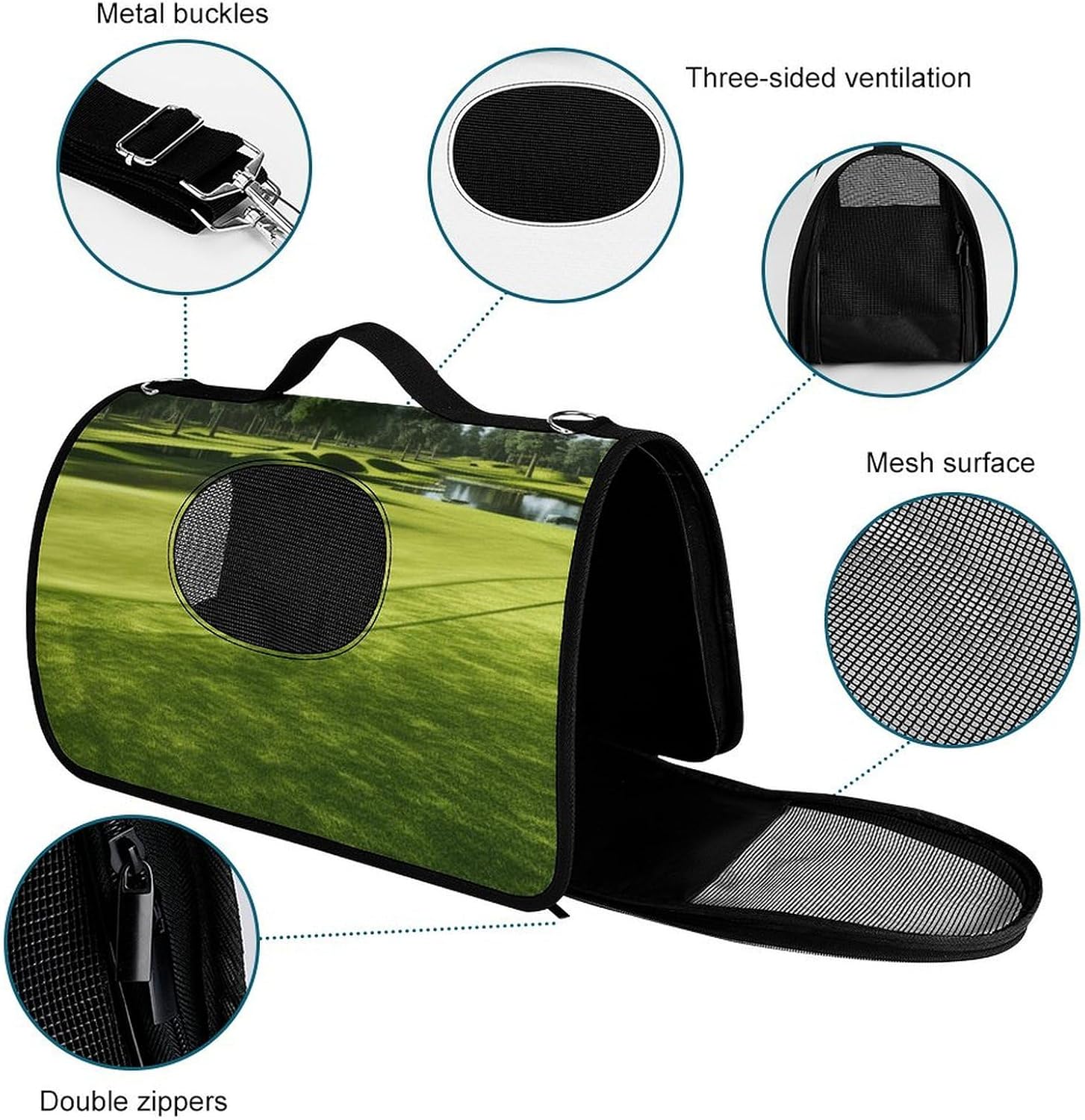 Pet Handbags, Golf Course Lawn Printed Pet Handbags,folding Pet Bags,new Pet Handbags,universal Pet Handbags, 45X26X23.5cm