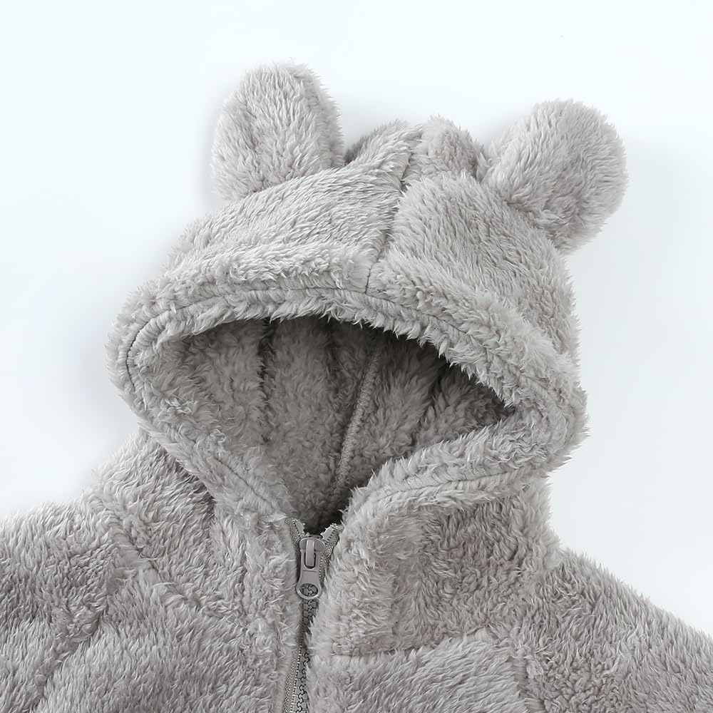 Feidoog Toddler Boys Fleece Hooded Jacket Long Sleeve Zipper Thick Coat