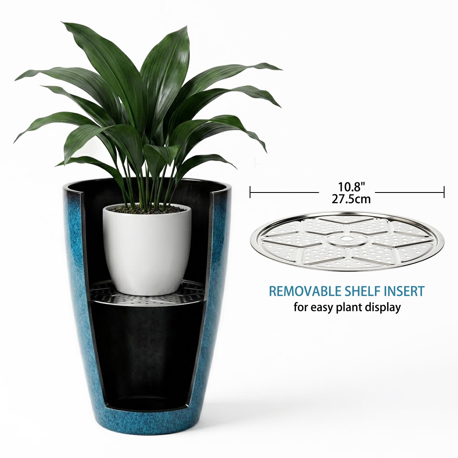 Oairse Set di 2 vasi decorativi da 54 cm, in plastica, diametro 30 cm