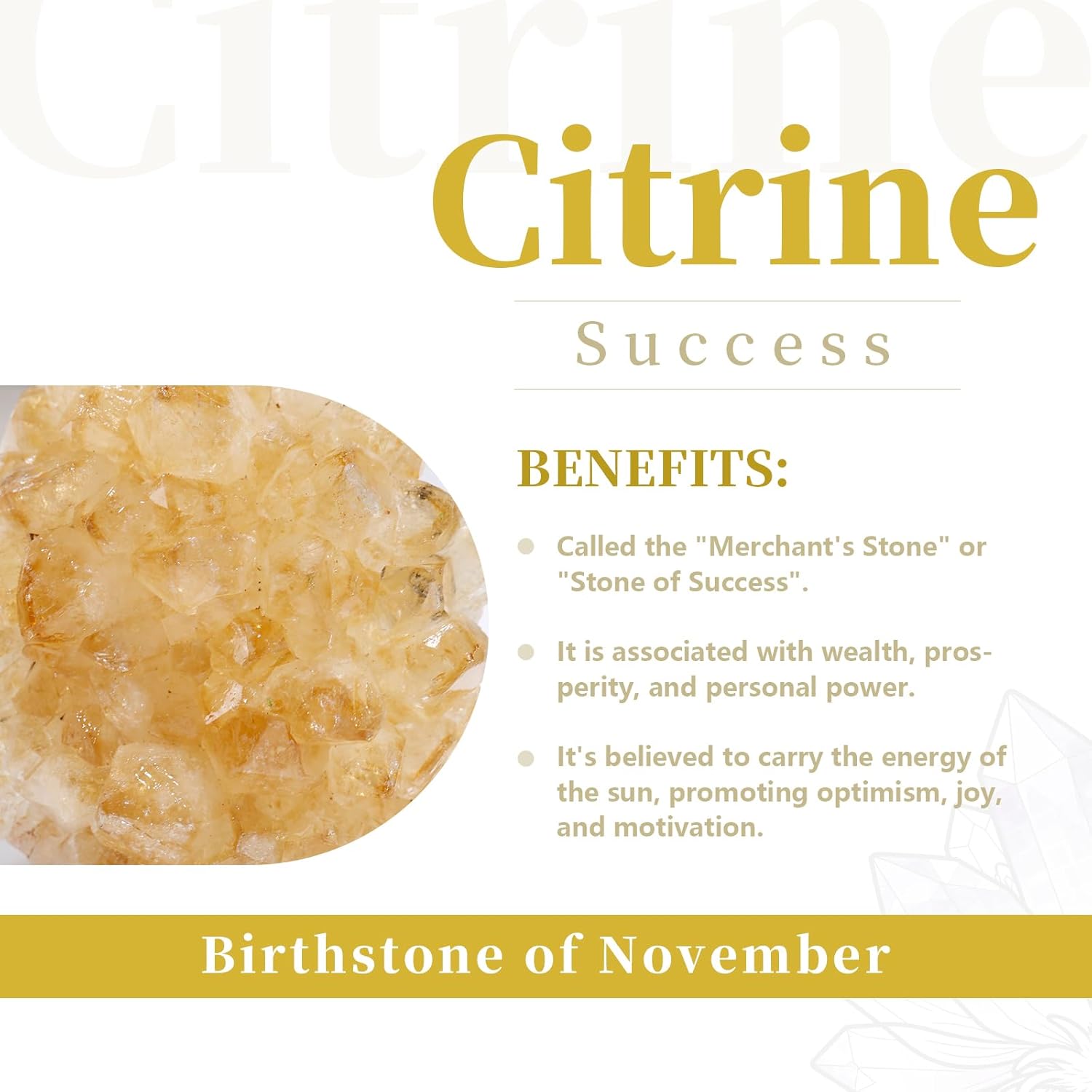 Rockcloud Natural Citrine Crystal Geode Cluster Irregular Healing Citrine Stones Mineral Specimen for Meditation, 15-50g