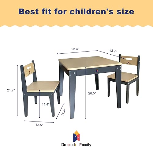 Miniatura 5 de Damoch Family Juego de sillas y mesa para niños para sala de juegos, juego de mesa de actividades para preescolar (gris y lacado)
