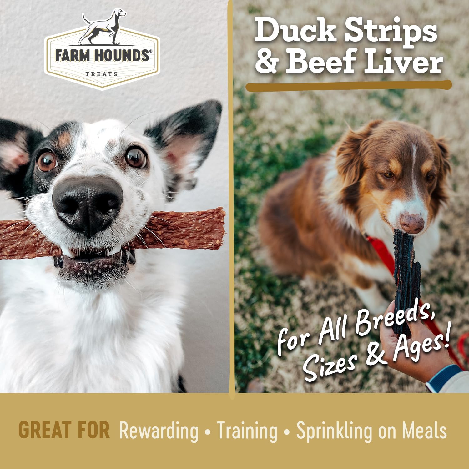 Farm Hounds Premium Dog Treats Bundle, Duck Strips & Beef Liver Jerky Treats for Dogs, Natural & Healthy Dog Chews & Snacks for Training, Made in USA