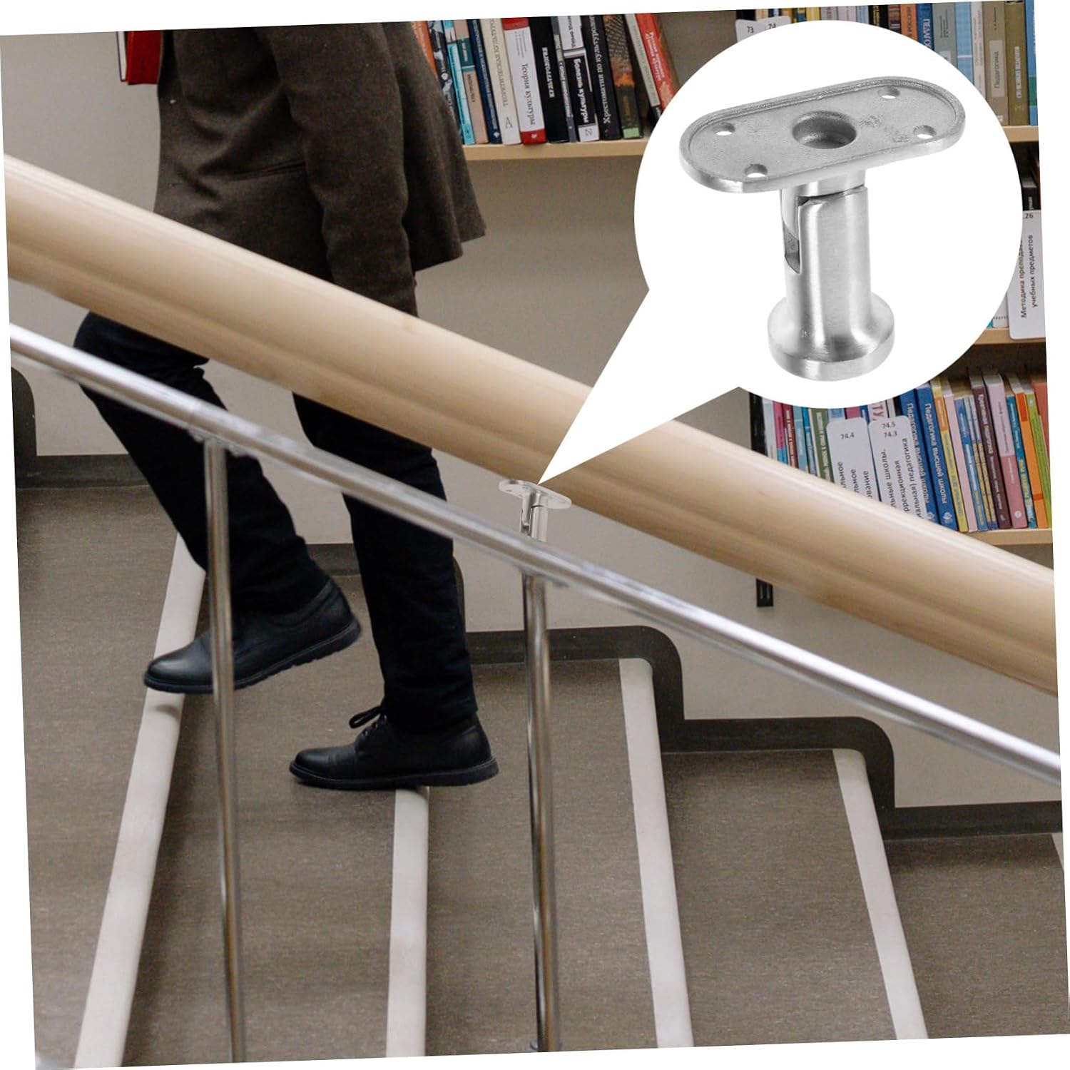 Stair Handrail Bracket Heavy Duty Support Fitting for Indoor Stairs Durable Material Sleek Finish Easy Installation