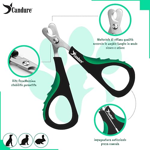 CANDURE Tagliaunghie Cane e Gatto con Guardia per Protezione Cani - Acciaio Inossidabile Tagliaunghie Gatto Professionale per Veterinaria e Uso Personale (Verde Chiaro, S Piccolo) - 5