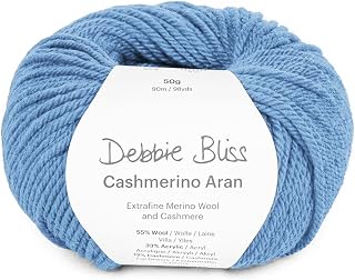 Debbie Bliss Cashmerino Aran Yarn 1.76oz (50g), 98 Yards (90m) - Speedwell Blue Worsted Weight For Crochet, Knitting - Mashine Washable Wool, Acrylic, Cashmere Blend - Soft For Sweaters, Clothes, Baby