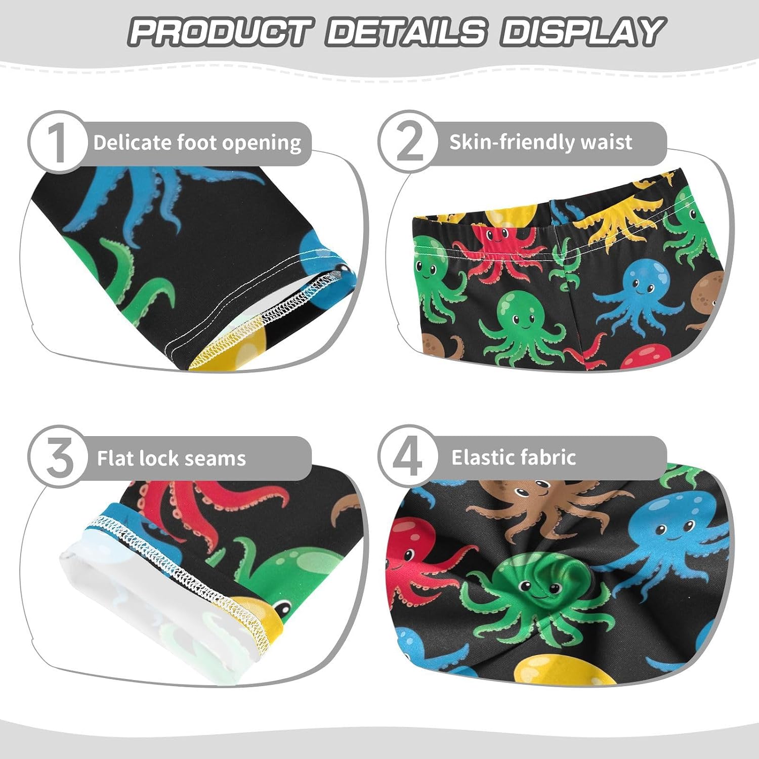 GAIREG Girls Activewear Leggings Colorful Cartoon Octopuses