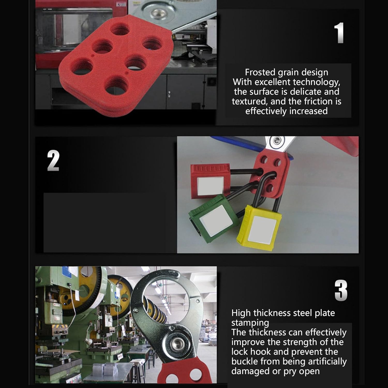 2PCS Lock Out Hasp, 6 Hole Frosted Finish Lockout Padlock Tag Out Hasp, for Security Chemical Plant Automobile Manufacturing