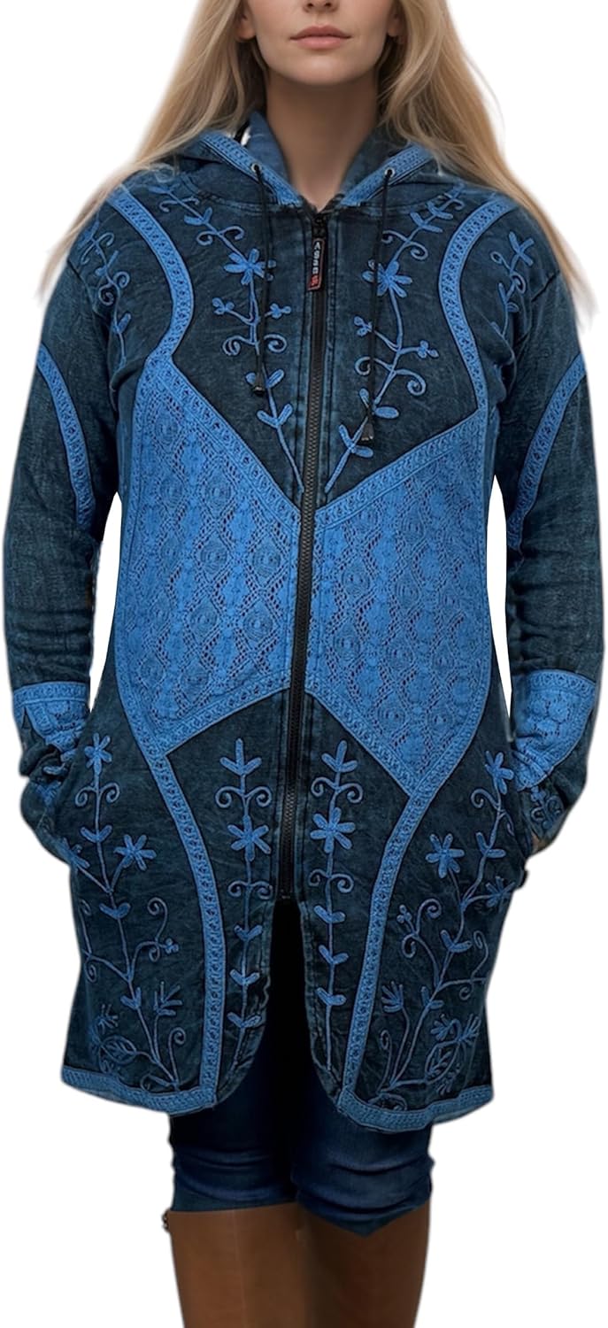 Agan Traders Women's Bohemian Patchwork Distressed Long Jackets for Women