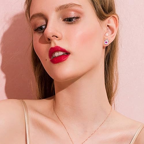 Miniatura 5 de NEWITIN 11 Pairs 925 Sterling Silver Stud Earrings for Girls Hypoallergenic Earrings Unicorn Earrings Animals Earrings Cute Small Stud Earrings for