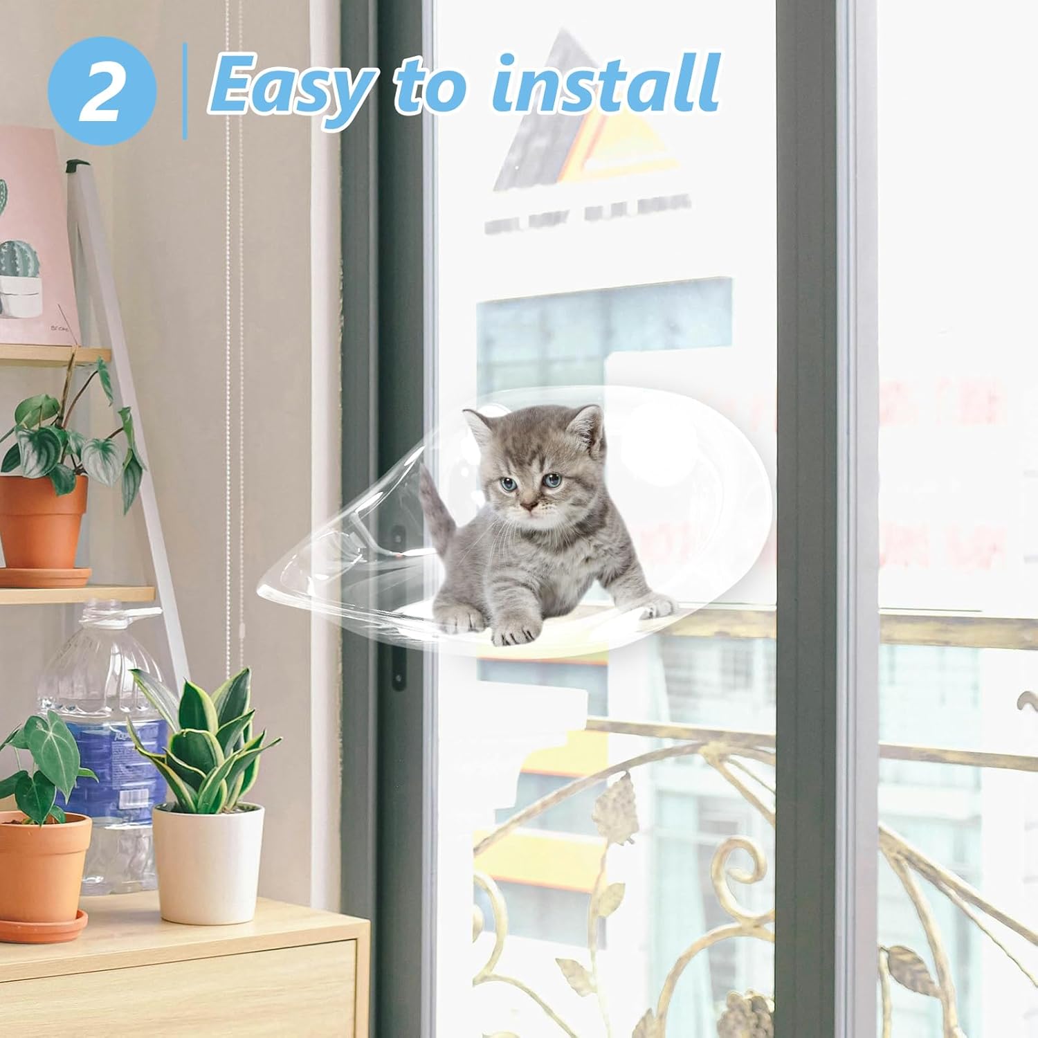 review Cordless Cat Window Perch Resin Window Cat Hammock Clear Cat Bed for Window, Window Seat for Cats Inside