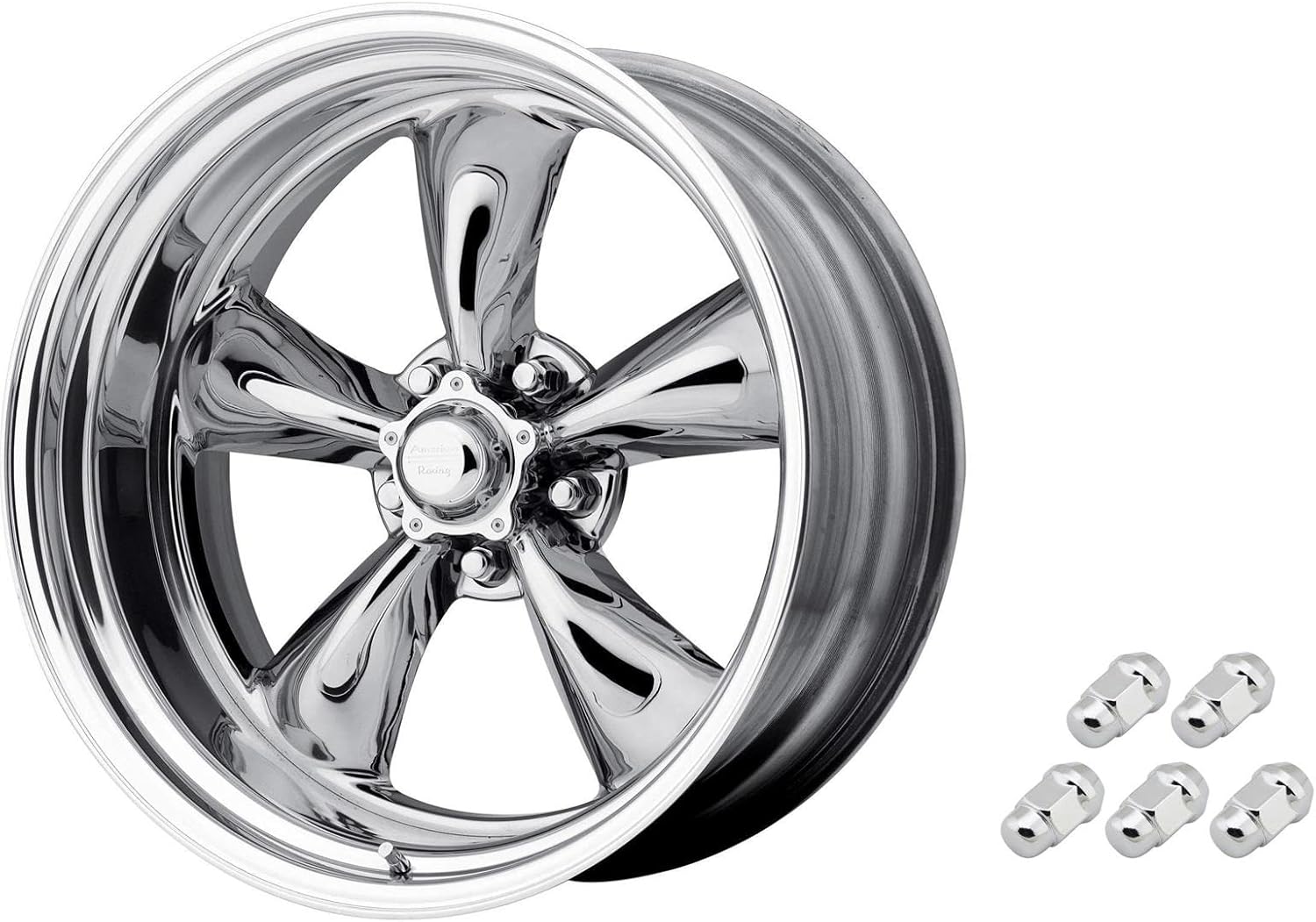 American Racing VN5155761 15 x 7 Cast Aluminum Torq Thrust II Series Wheel and Speedway Motors Chrome Plated Steel Acorn Lug Nut, 7/16 Inch -20 Fine Thread