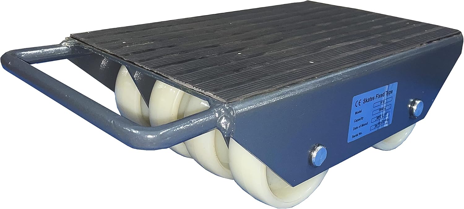 Fixed Machinery Skate with 8 Nylon Roller, Steel, 13x8.75, 4400lbs (2 Ton)