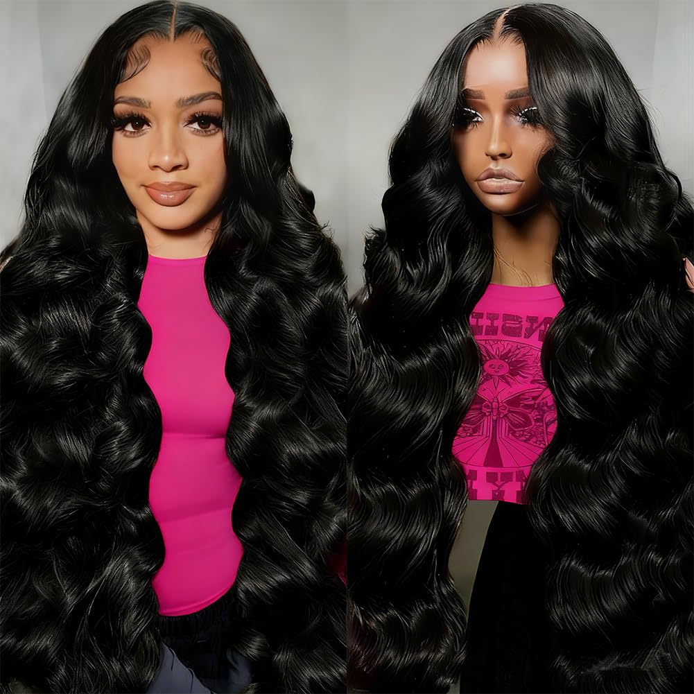 ITODAY 26 Inch Body Wave Lace Front Wigs Human Hair Pre Plucked 200% Density Glueless Frontal Wigs Human Hair for Women 13x4 HD Lace Front Wigs Human Hair