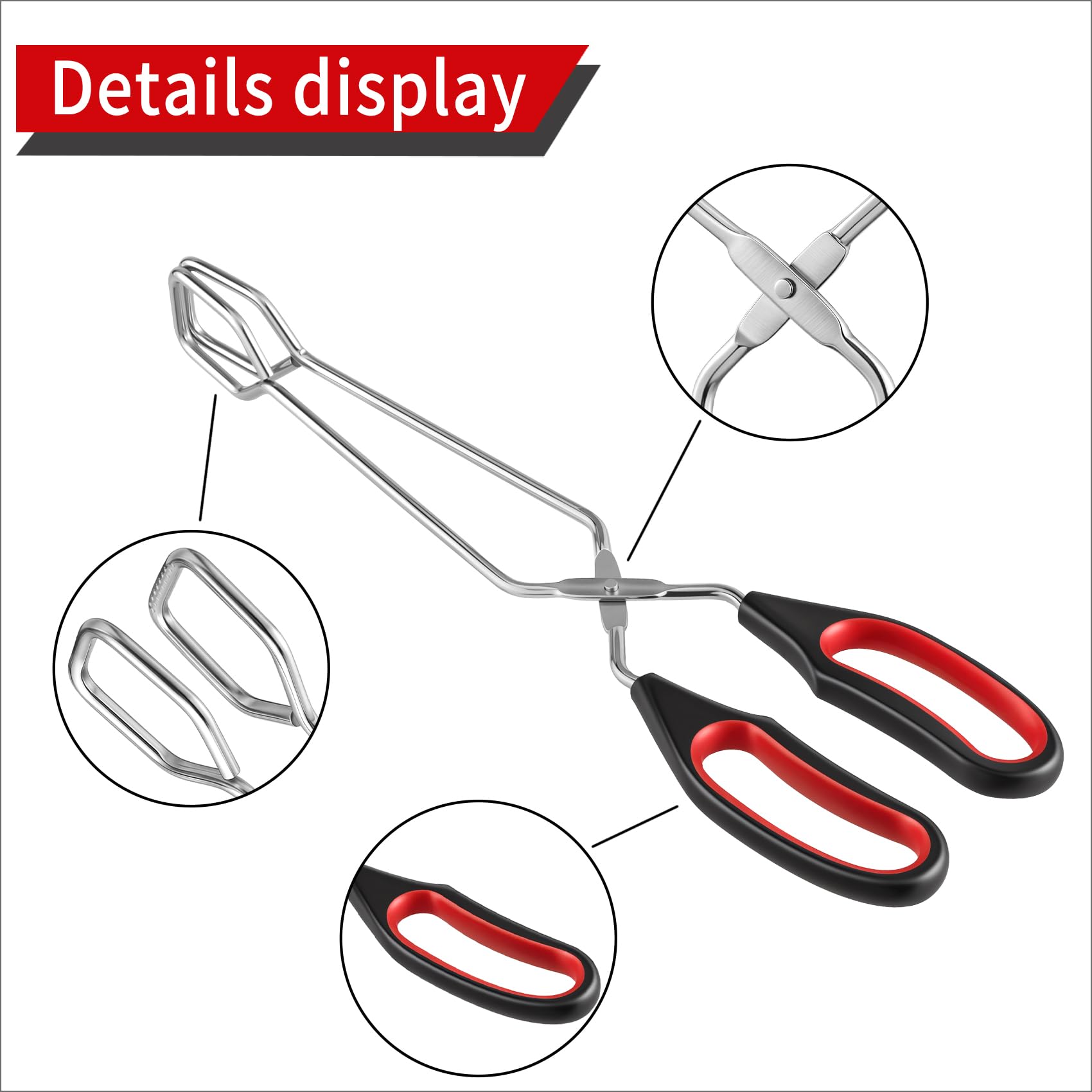 Juego de 2 pinzas de tijera de acero inoxidable, juego de pinzas de cocina de 9.25 pulgadas y 11 pulgadas 3