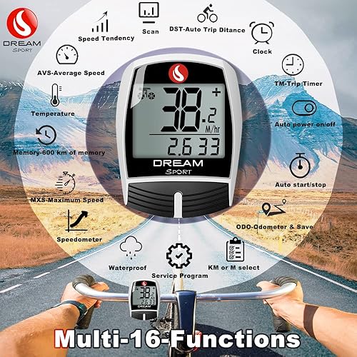 Vista 2 de Bike Computer with Wireless Heart Rate Monitor Speed Cadence Sensor 38-funtion Bike Speedometer Odometer Backlight Altimeter (DCY438)