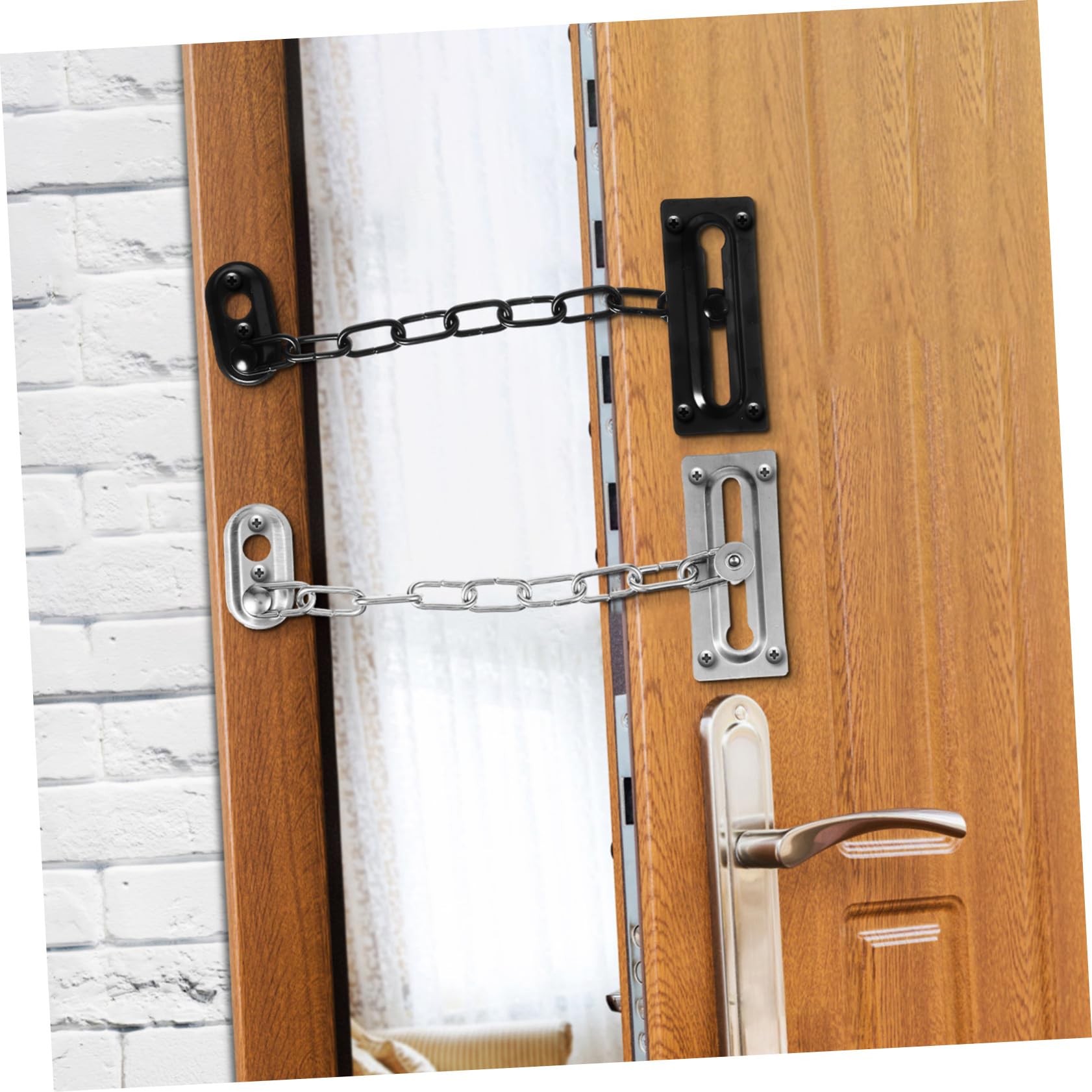 TEHAUX 4 Pezzi Serrature Catena in Acciaio Inossidabile Spesso Porte Esterne e Interni per Appartamenti Uffici e Camere con Abbinate Sicurezza Intrusione per Famiglie
