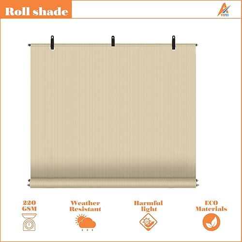 Miniatura 4 de AwnPro Persianas enrollables para exteriores, 7 pies de ancho x 6 pies de alto, para patio, pérgola, balcón, porche, ventana de terraza (beige)