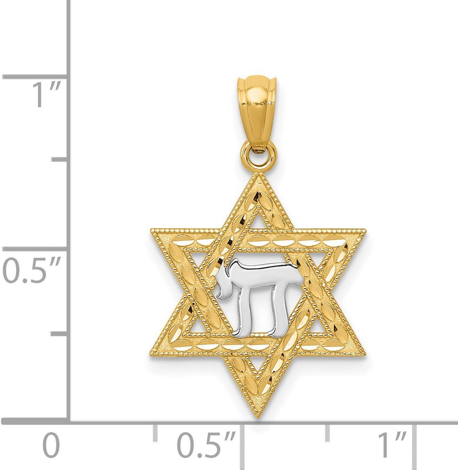 14k Yellow Gold and Rhodium Star of David Pendant with Hebrew Chai Symbol, Spiritual Jewish Jewelry for Men and Women, Faith and Life Necklace, Religious Gold Charm, Cultural Hebrew Pendant - Image 4