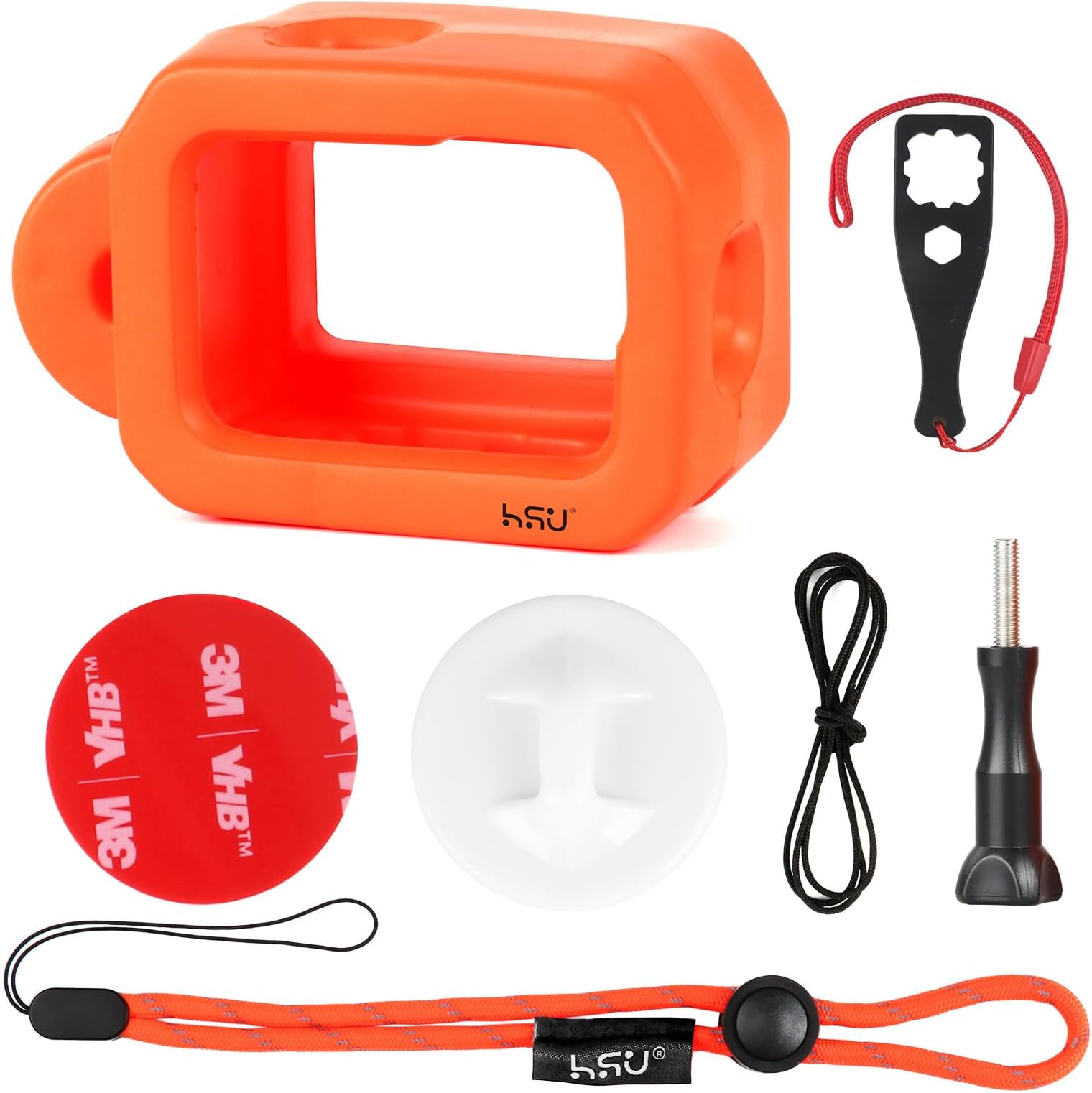 Floaty Case for GoPro Hero 13/12/ 11/10/ 9 Black, Floating Case with Long Screw and Adhesive Anchors for Snorkeling, Surfing, Wakeboarding, GoPro Hero Accessories