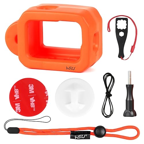 HSU Floaty Case for GoPro Hero 13/12/ 11/10/ 9 Black, Floating Case with Long Screw and Adhesive Anchors for Snorkeling, Surfing, Wakeboarding, GoPro Hero Accessories