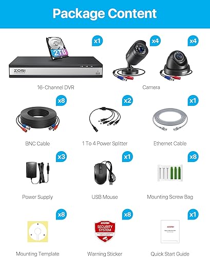 Miniatura 9 de ZOSI- Sistema de cámara de seg. pel hogar 16 canales 1080P, H.265+ CCTV DVR 16 canales 1080P cdisco duro de 2TB pgrabación 247, 8 cámaras de vig