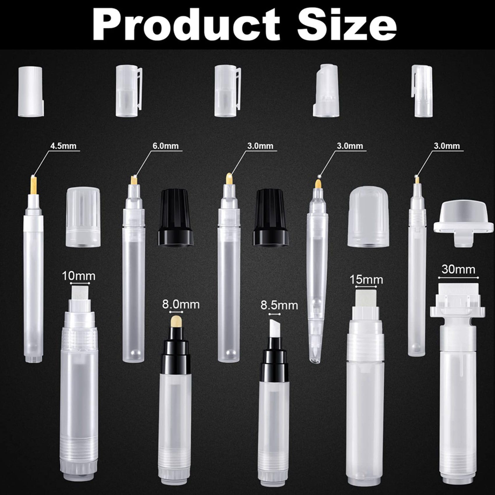 20 Pièces Stylos de Peinture Rechargeables Marqueurs de Peinture de Tige de Stylo Vide Marqueur de Peinture Acrylique Vide Rechargeable pour Fournitures D'Art