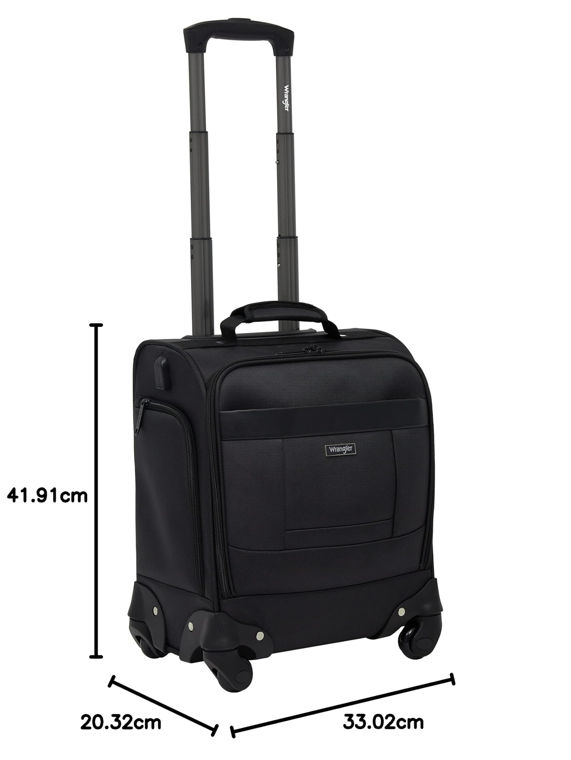 Wrangler 15' 4-Wheel Spinner Equipaje de Mano Debajo del Asiento con Puerto USB Lateral