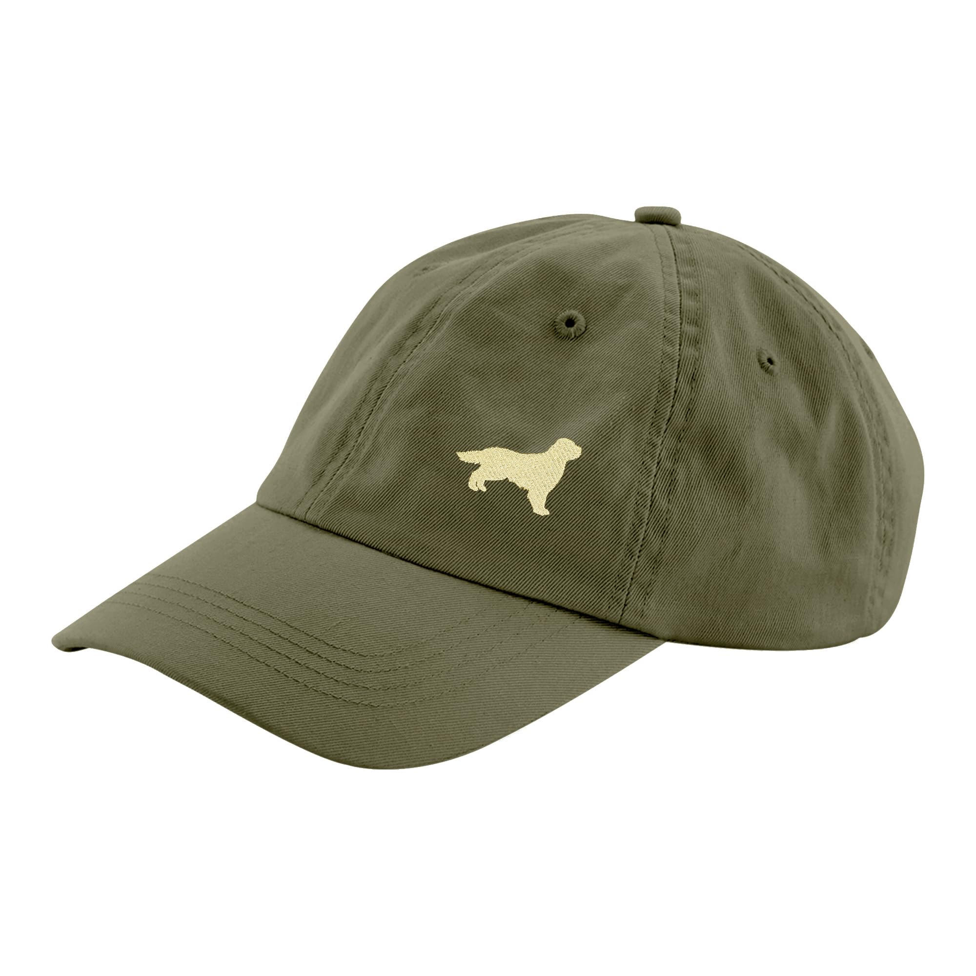 The House Of Dog: Golden Retriever Owner Gift. 100% Washed Chino Cotton Embroidered 6 Panel Unstructured Baseball Cap. Olive
