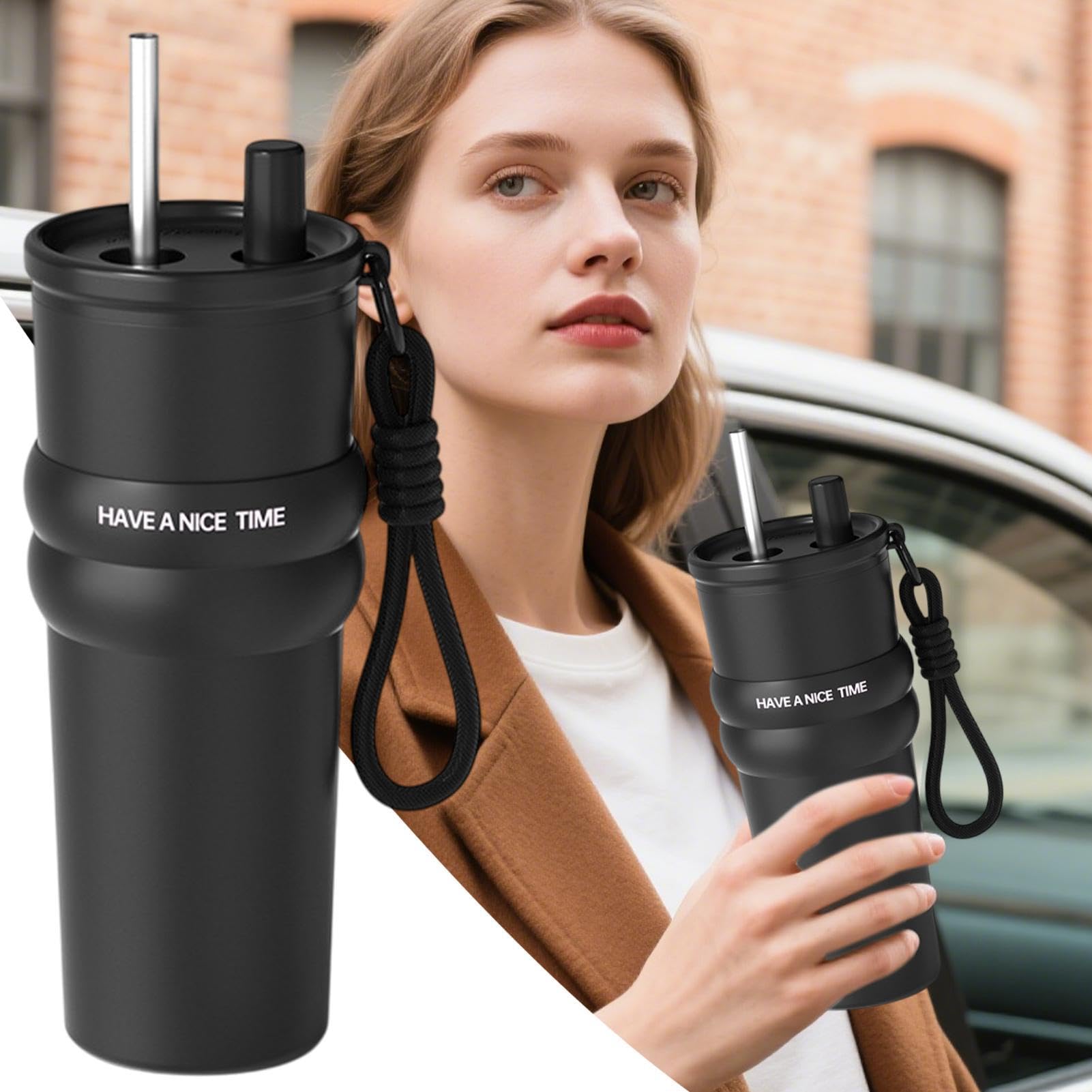 Vaso Térmico Para Coche Gran Capacidad De Bebidas Calientes Y Frías En El