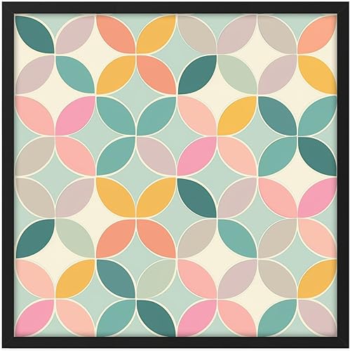 Ethan Taylor Abstract Wall Art Prints Unframed Square Posters 'Retro 70s Hippie Pattern I' Retro Home Décor for Living Room, Bedroom, Office, 24 in