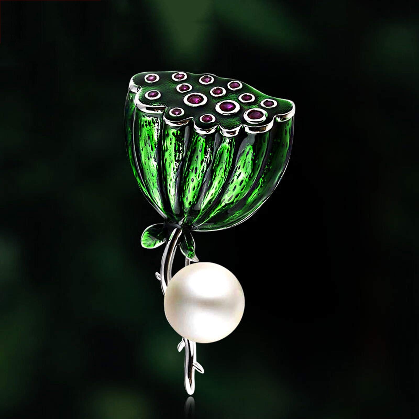 Broche de Mujer Broche de Loto para Mujer, Broches de Perlas de imitación de Todo fósforo, Broches para Chaqueta, Chal, suéter, Broches exquisitos