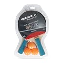 Vector X Combo Set of Table Tennis Rackets Rubber | Light Weight |Comfortable Grip |Wooden Material | Best Combo Set |(Pack of 2 Bats and 3 Balls) gallery image