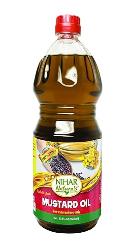 Nihar Naturals Aceite de mostaza Kacchi Ghani Prensado en frío Aceite de mostaza 100% puro Para el cuidado de la piel, el cabello y el masaje