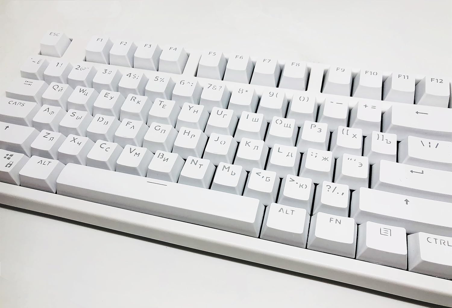 132 Keys Russian Backlit Keycaps OEM Profile Keycap Gamer Officer DIY for MX Mechanical Keyboard Removable Keycaps Set for 61 87 104 Full Size Mechanical Gaming Keyboard (Keycap Only) (White)