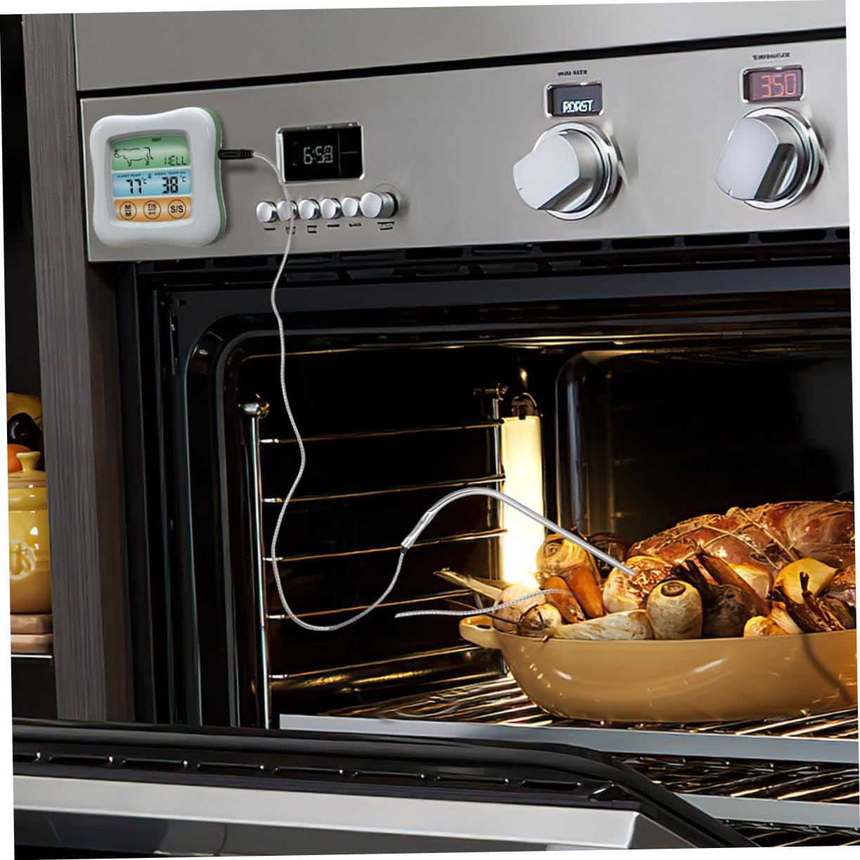 Ciieeo Abs Stainless Steel Home Kitchen Meat Thermometer for Cooking Easy to Use