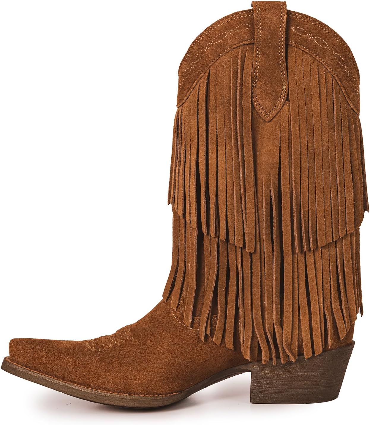 Montana West Cowboy Boots for Women Fringe Western Boots with Pointed Toe Cowgirl Boots Chunky Heel - Image 4