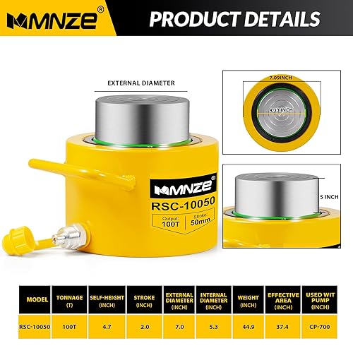 Miniatura 23 de 10T 2 "Stroke Hydraulic Cylinder Jack Sets Porta Power Ram Jack Kits de cilindro de elevación de efecto único se retrae automáticamente con bomba