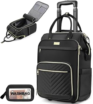 Star Cloud Rolling Backpack for Women,Dual-Opening Carry On Backpack with Wheels,Wheeled Laptop Backpack with Lock,USB & Type-C Charging Port, Softside Roller Backpack for Travel College Business Work